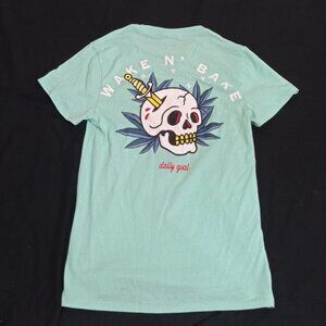 Cactus & Skull Mint Green Unisex Graphic T-Shirt Size S Small